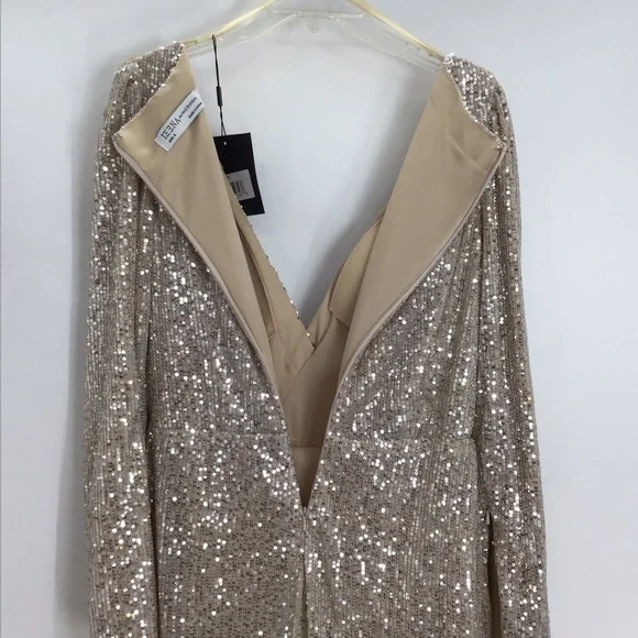 IEENA /MAC DUGGAL NWT Sequin Stretch Wrap Maxi Gown Formal Wedding Party Size 8 - Picture 11 of 14